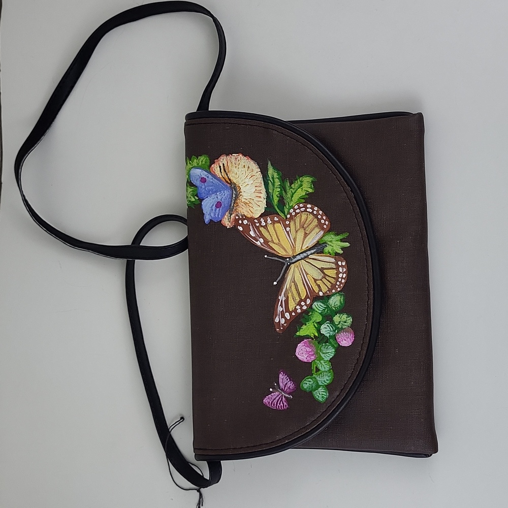 Vtg Florida Keys Originals Handbag Florida Keys Butterflies Vinyl Bag 70’s